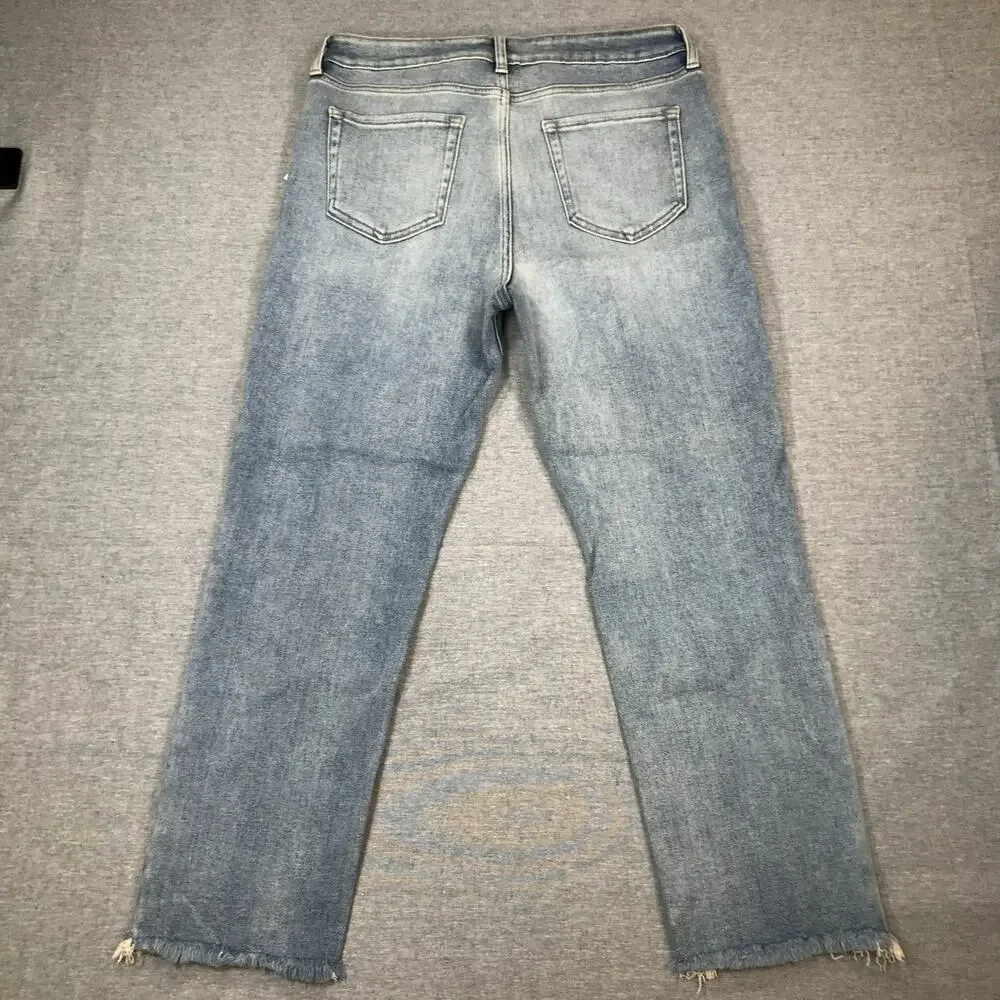 Just USA 32/14 Blue Jeans Carol High Rise Button Fly Cropped Slim Straight NWT L - Picture 7 of 10